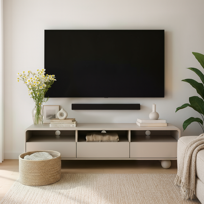 Szafka RTV 160x44 w stylu japandi | Ballo