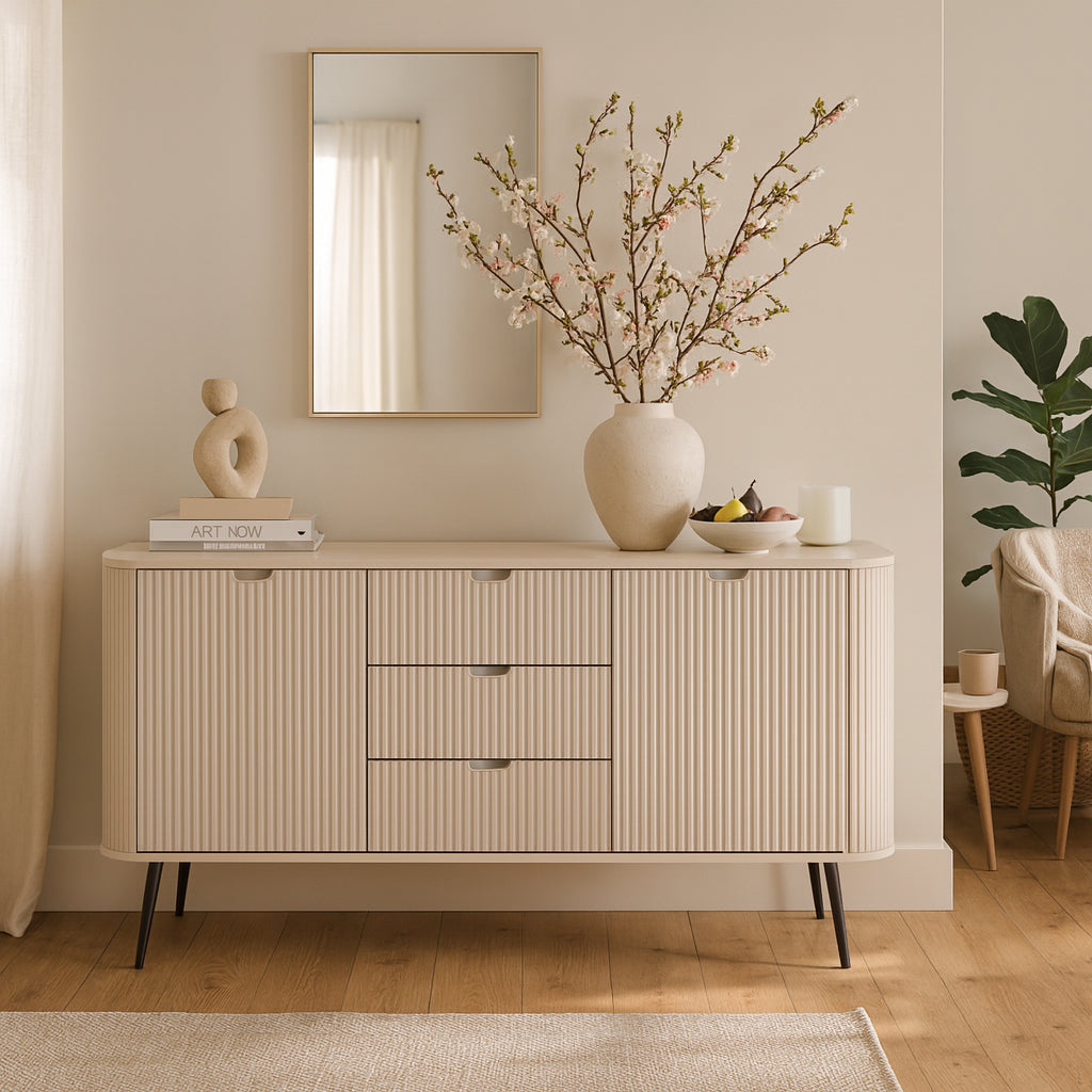 Komoda z drzwiami i szufladami 168x87 w stylu nowoczesnym - cichy domyk, złote lub czarne nóżki | Eva