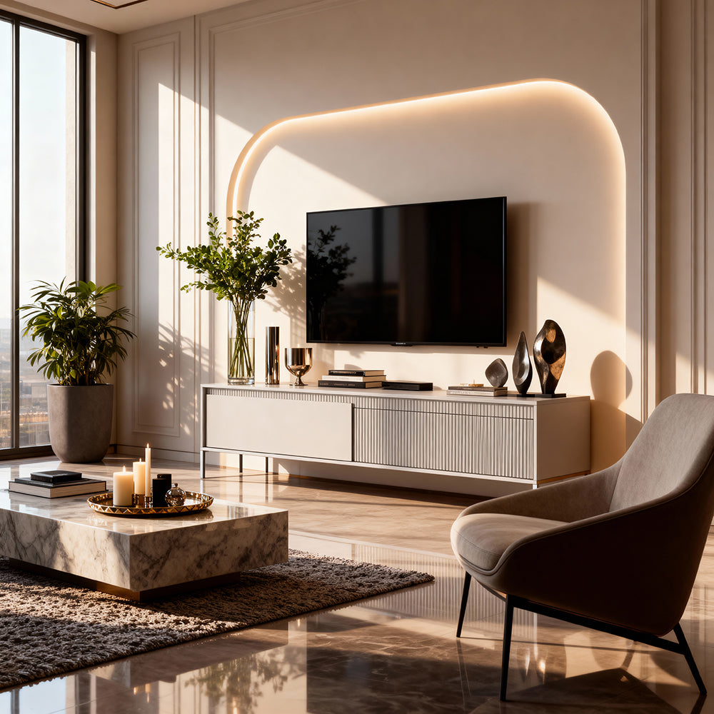 Szafka RTV 2-drzwiowa 187x53 w stylu japandi | Senra