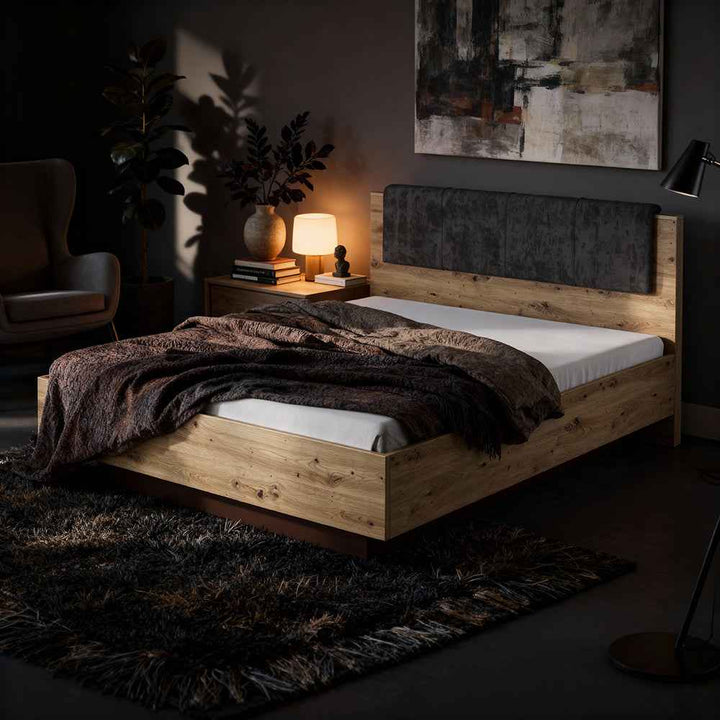 Łóżko tapicerowane z pojemnikiem 160x200 – tapicerowane wezgłowie, schowek na pościel | Armelia