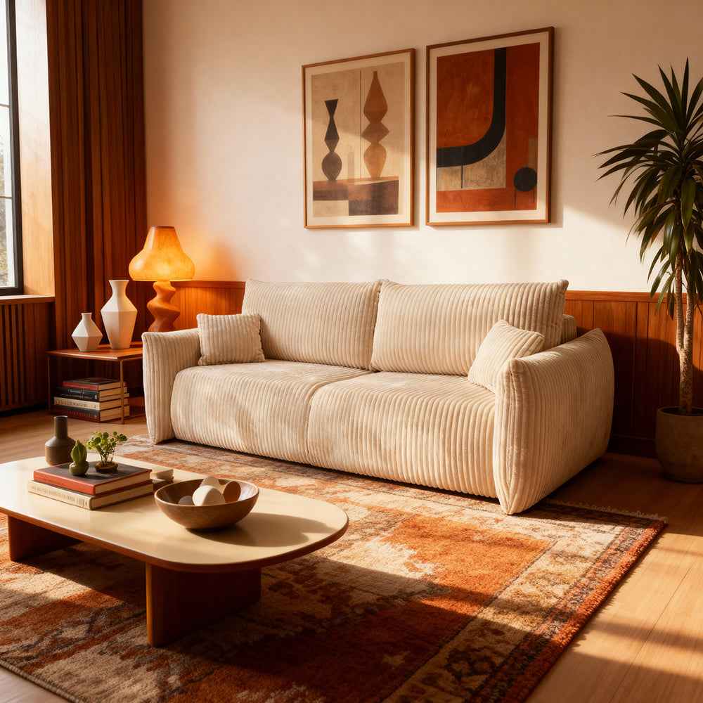 Sofa 3-osobowa z funkcją spania 145x200 z pojemnikiem w stylu nowoczesnym | ALLORO