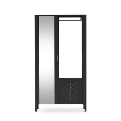 Garderobe EKLIPSO 105x197 mit Spiegel im modernen Stil, Farbe Schwarz – Vorderansicht | Pillovely