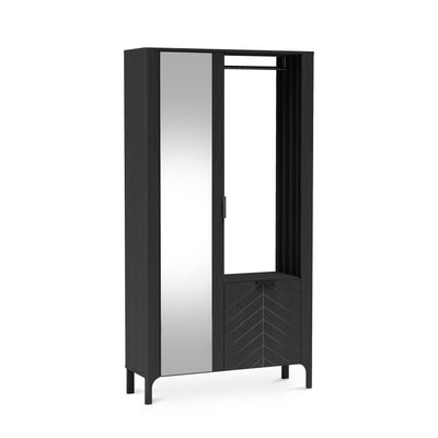 Garderobe EKLIPSO 105x197 mit Spiegel im modernen Stil, Farbe Schwarz – Hauptbild | Pillovely