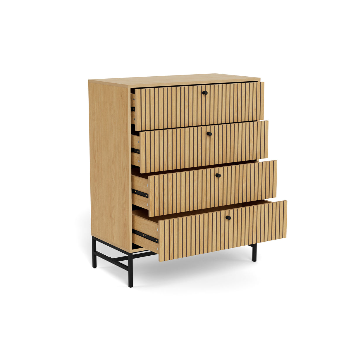 Kommode Bambouz 81x100 mit vier ausziehbaren Schubladen – geräumige Kommode mit Schubladen