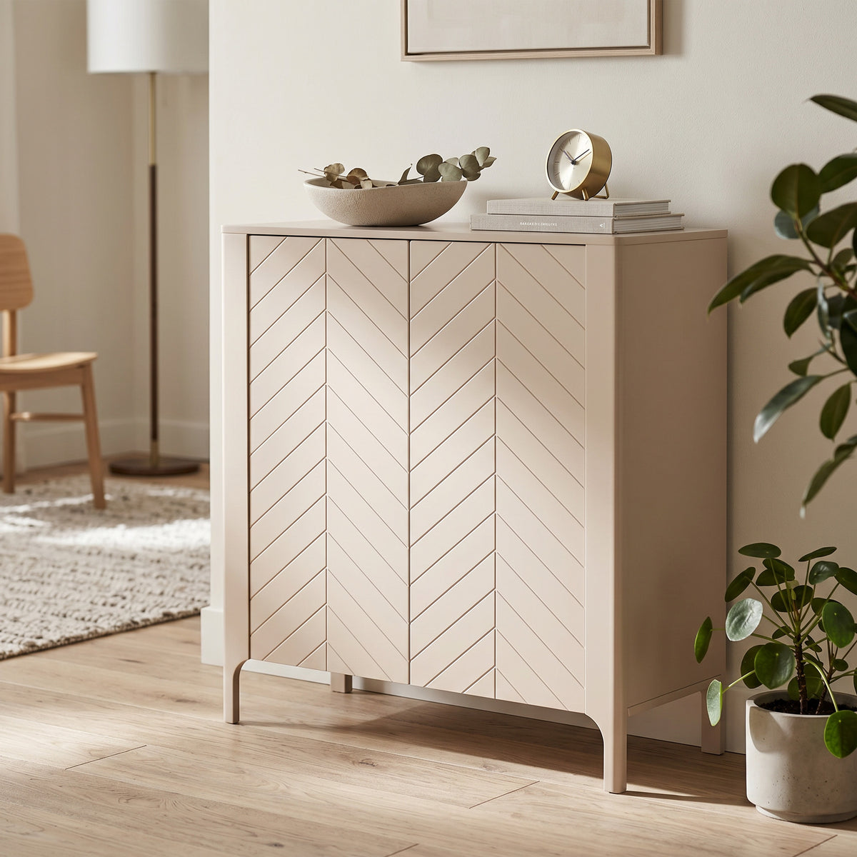 Kommode EKLIPSO 103x95 mit zweitüriger Front im modernen Stil, Farbe Kaschmir – im Interieur | Pillovely