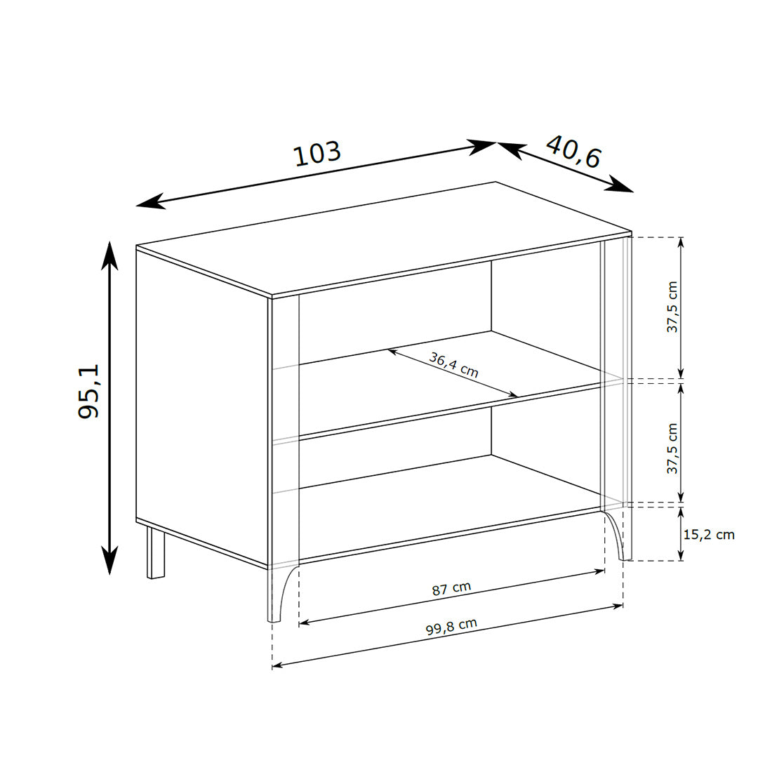 Kommode EKLIPSO 103x95 mit zweitüriger Front im modernen Stil – Maßzeichnung | Pillovely