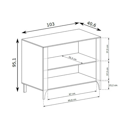 Kommode EKLIPSO 103x95 mit zweitüriger Front im modernen Stil – Maßzeichnung | Pillovely