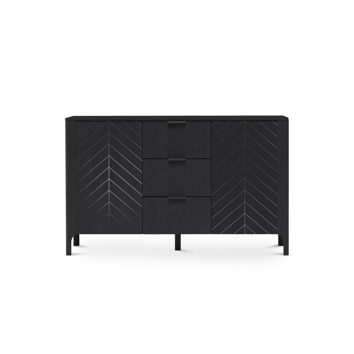 Kommode EKLIPSO 153x95 mit Fischgrätfronten im modernen Stil – Farbe Schwarz | Pillovely