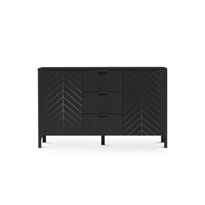 Kommode EKLIPSO 153x95 mit Fischgrätfronten im modernen Stil – Farbe Schwarz | Pillovely