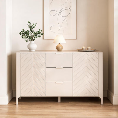 Kommode EKLIPSO 153x95 mit Fischgrätfronten im modernen Stil, Farbe Kaschmir – im Interieur | Pillovely