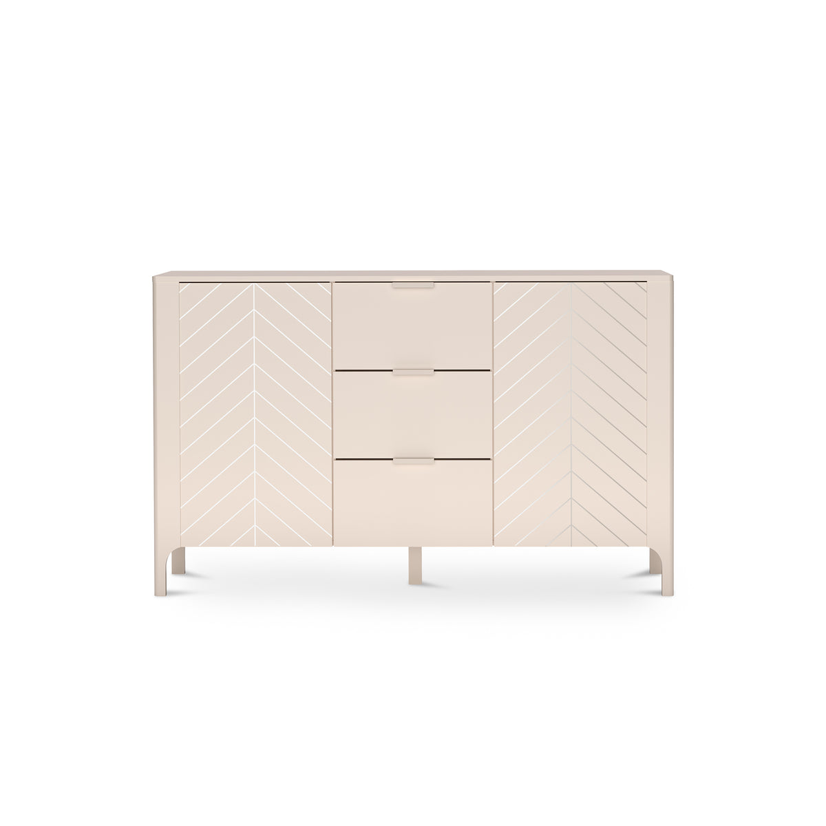 Kommode EKLIPSO 153x95 mit Fischgrätfronten im modernen Stil, Farbe Kaschmir – Vorderansicht | Pillovely