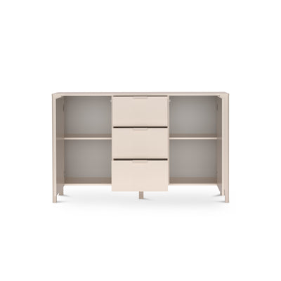 Kommode EKLIPSO 153x95 mit Fischgrätfronten im modernen Stil, Farbe Kaschmir – geöffnet | Pillovely