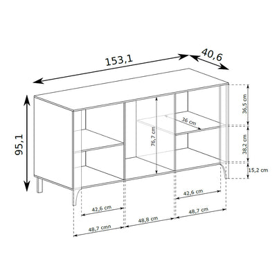 Kommode EKLIPSO 153x95 mit Fischgrätfronten im modernen Stil – Maßzeichnung | Pillovely