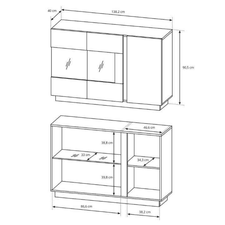 Komoda z witryną Armelia 138x91
