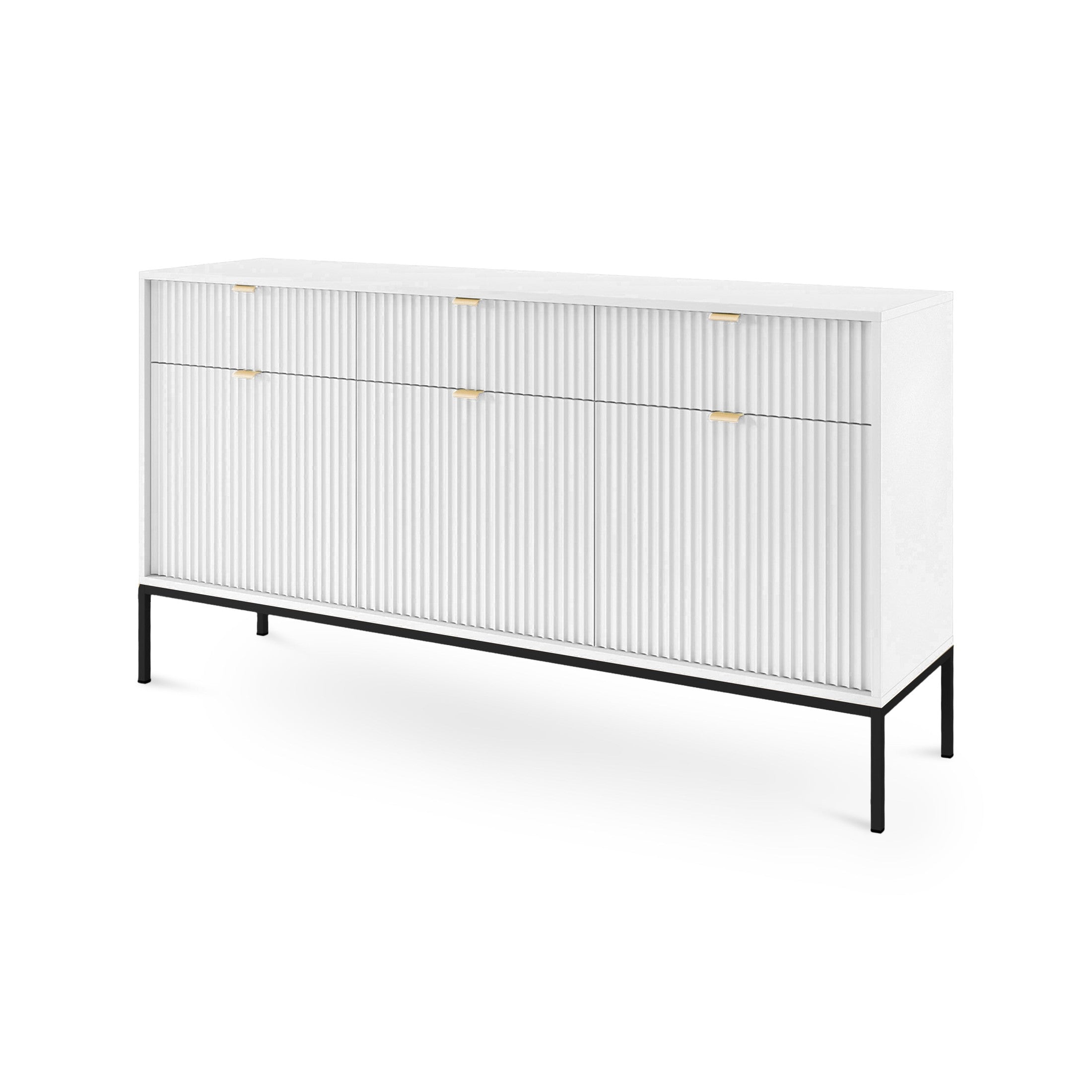 Komoda 154x83 w stylu glamour | Roza Biały Czarny