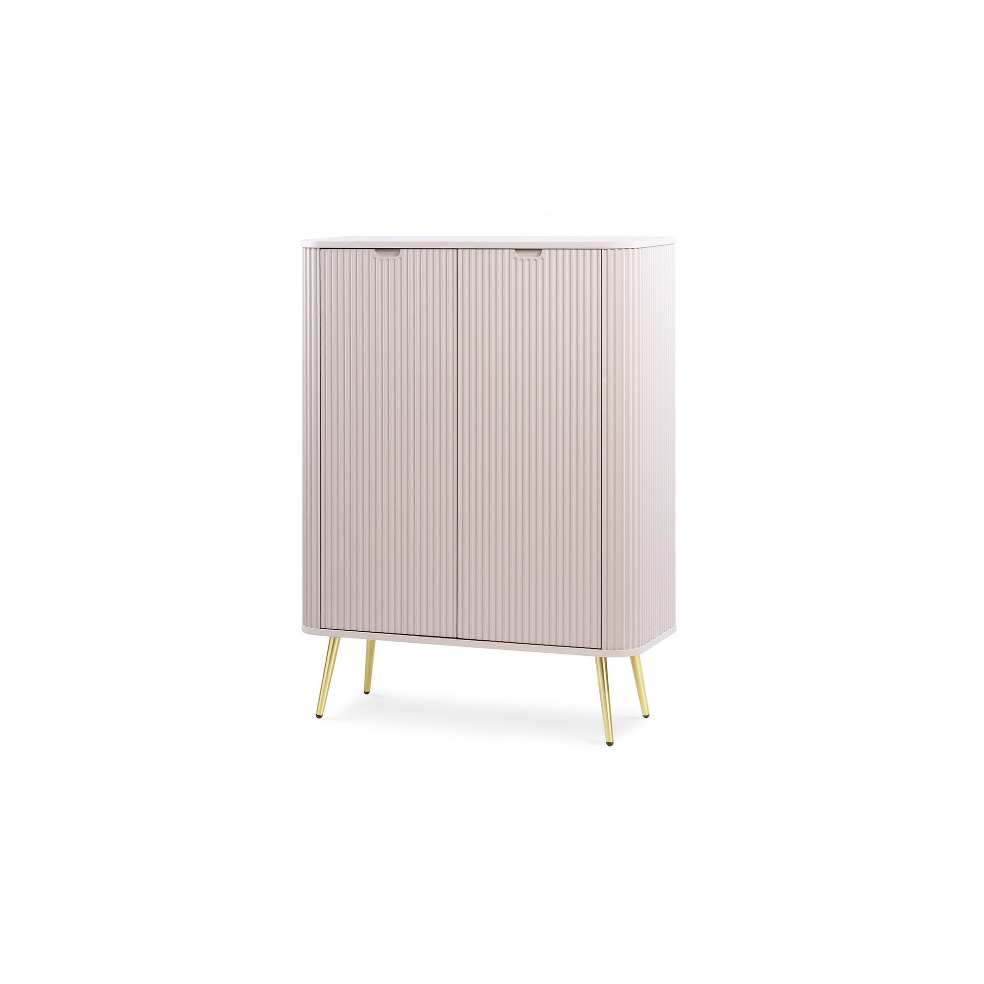 Komoda 103x129 w stylu nowoczesnym - frezowane fronty, ukryte uchwyty, złote lub metalowe nogi | Eva Kaszmir Złoty