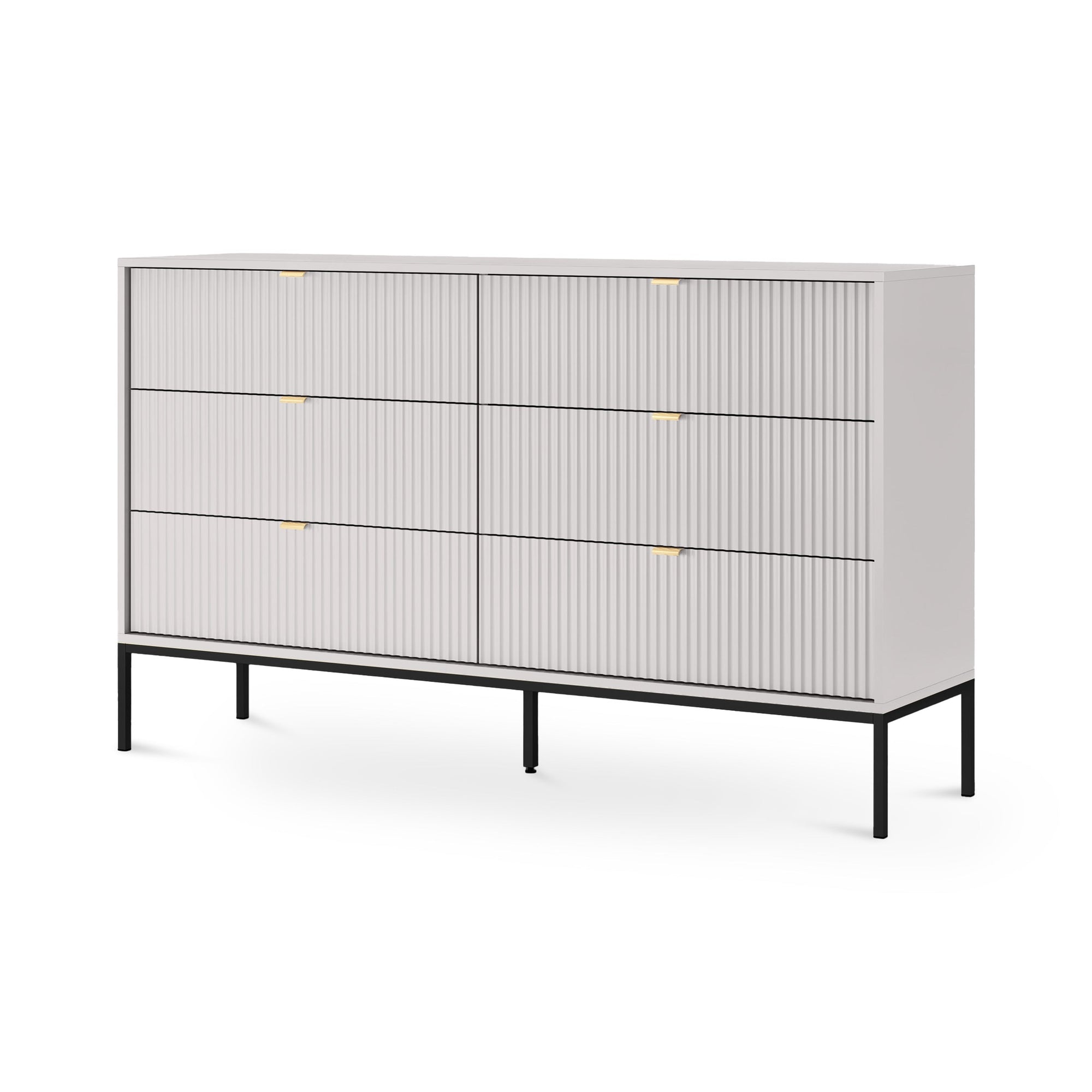 Komoda szufladami 154x91 w stylu glamour - cichy domyk, wysokie nóżki | Roza Szary Czarny