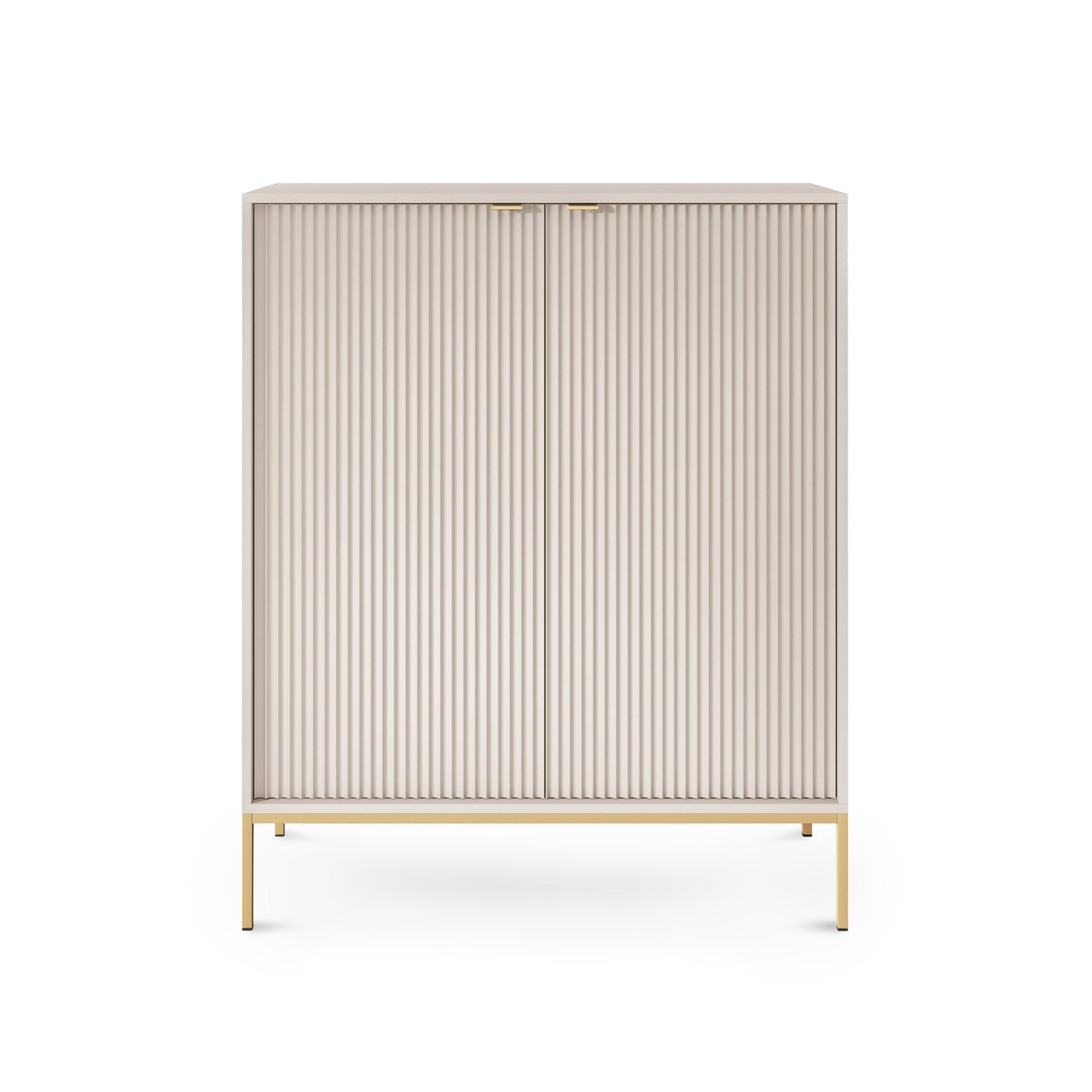 Komoda 104x125 w stylu nowoczesnym - ryflowane fronty MDF, metalowe nogi, cichy domyk | Roza