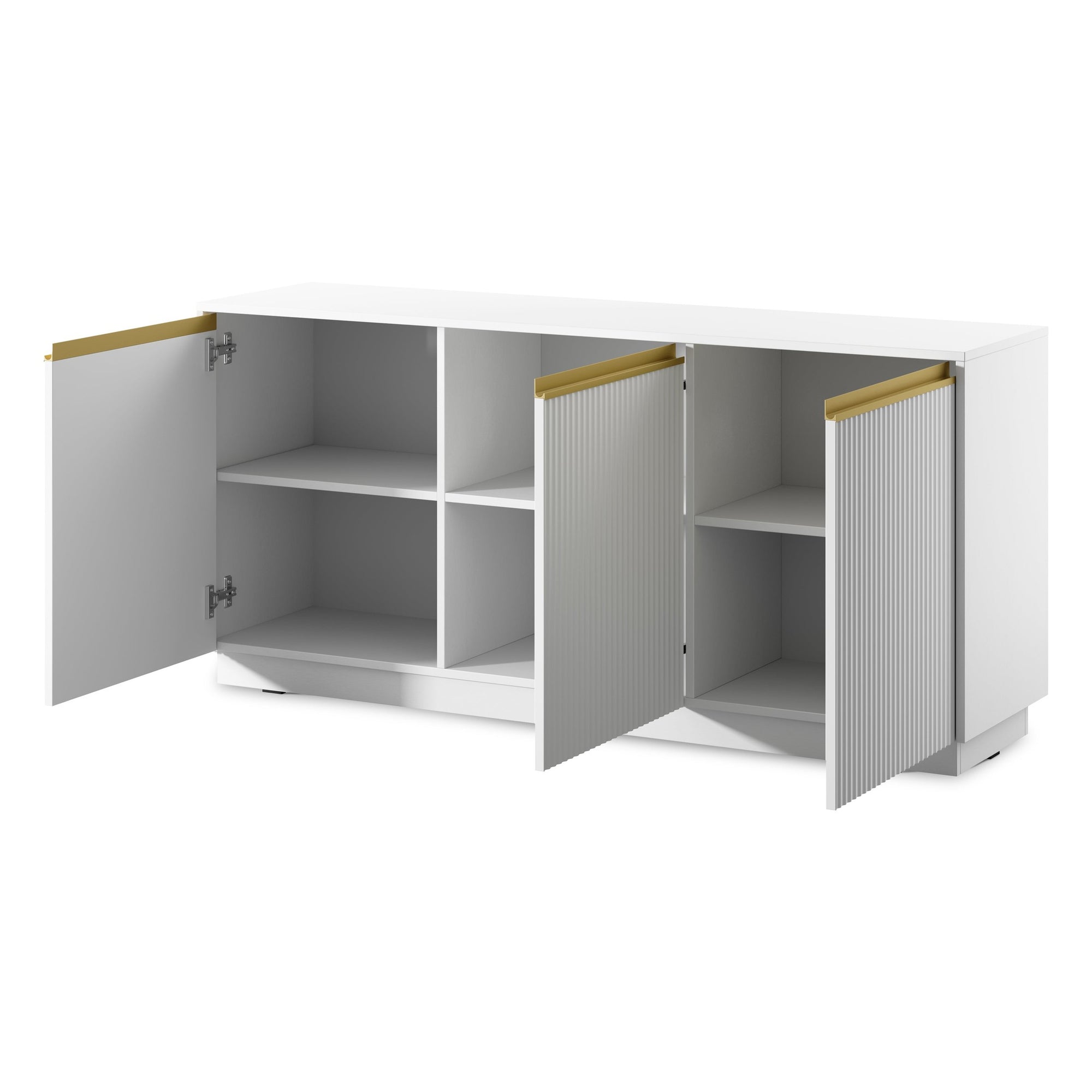 Komoda 154x72 w stylu nowoczesnym - frezowane fronty MDF, złote uchwyty, cichy domyk | Westa