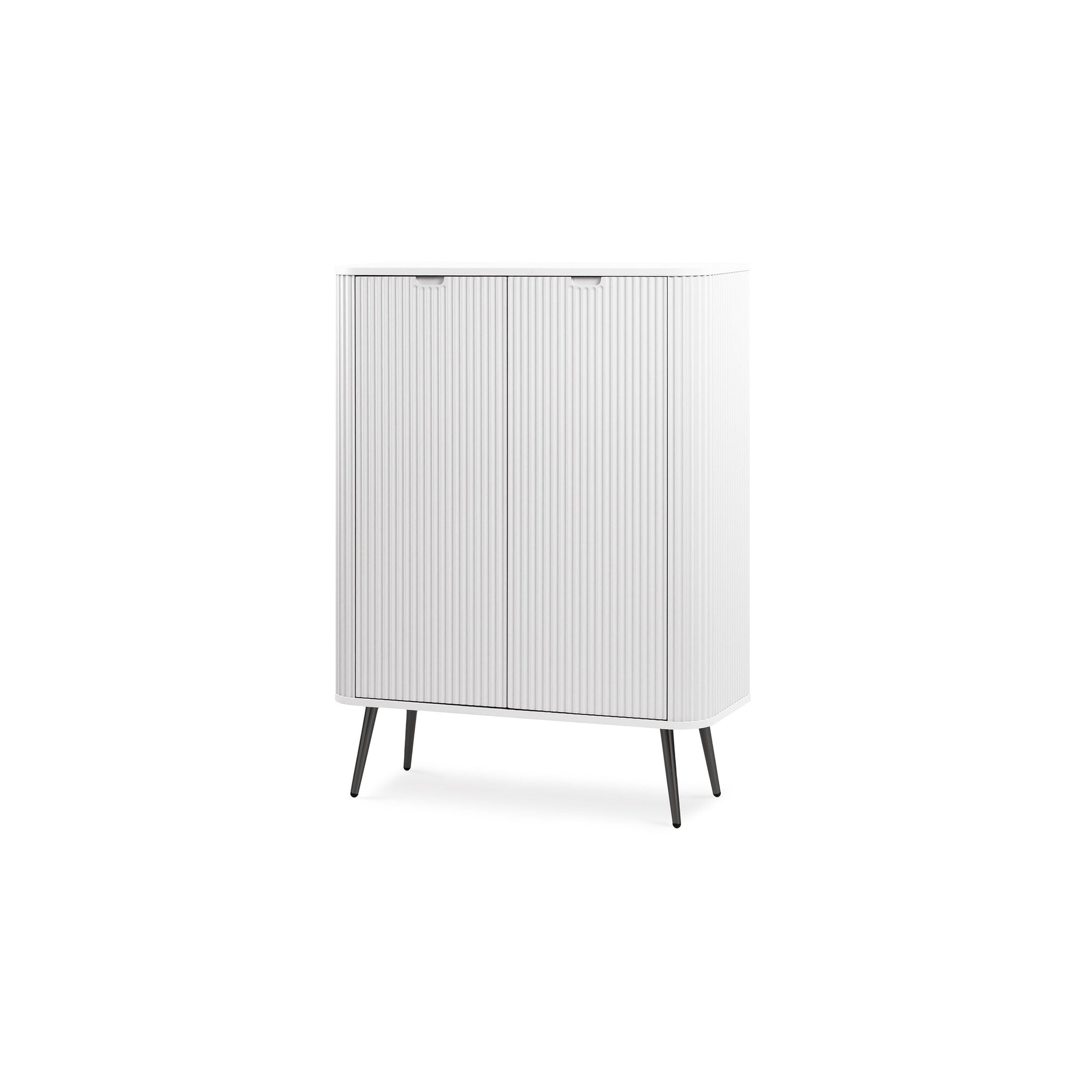 Komoda 103x129 w stylu nowoczesnym - frezowane fronty, ukryte uchwyty, złote lub metalowe nogi | Eva Biały Czarny