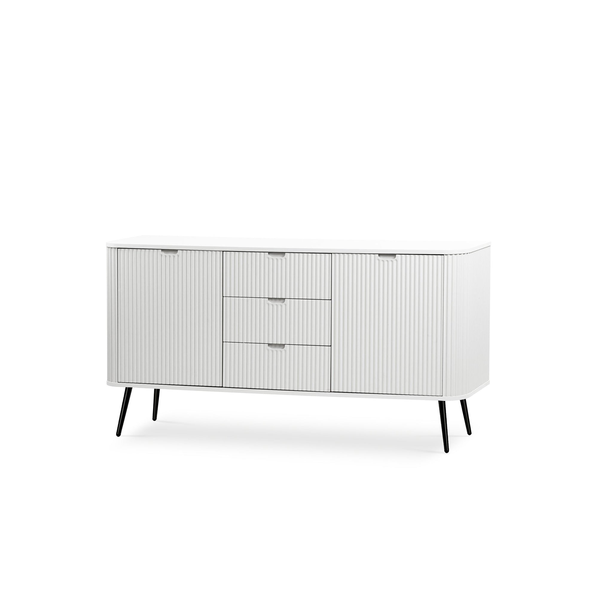 Komoda z drzwiami i szufladami 168x87 w stylu nowoczesnym - cichy domyk, złote lub czarne nóżki | Eva Biały Czarny