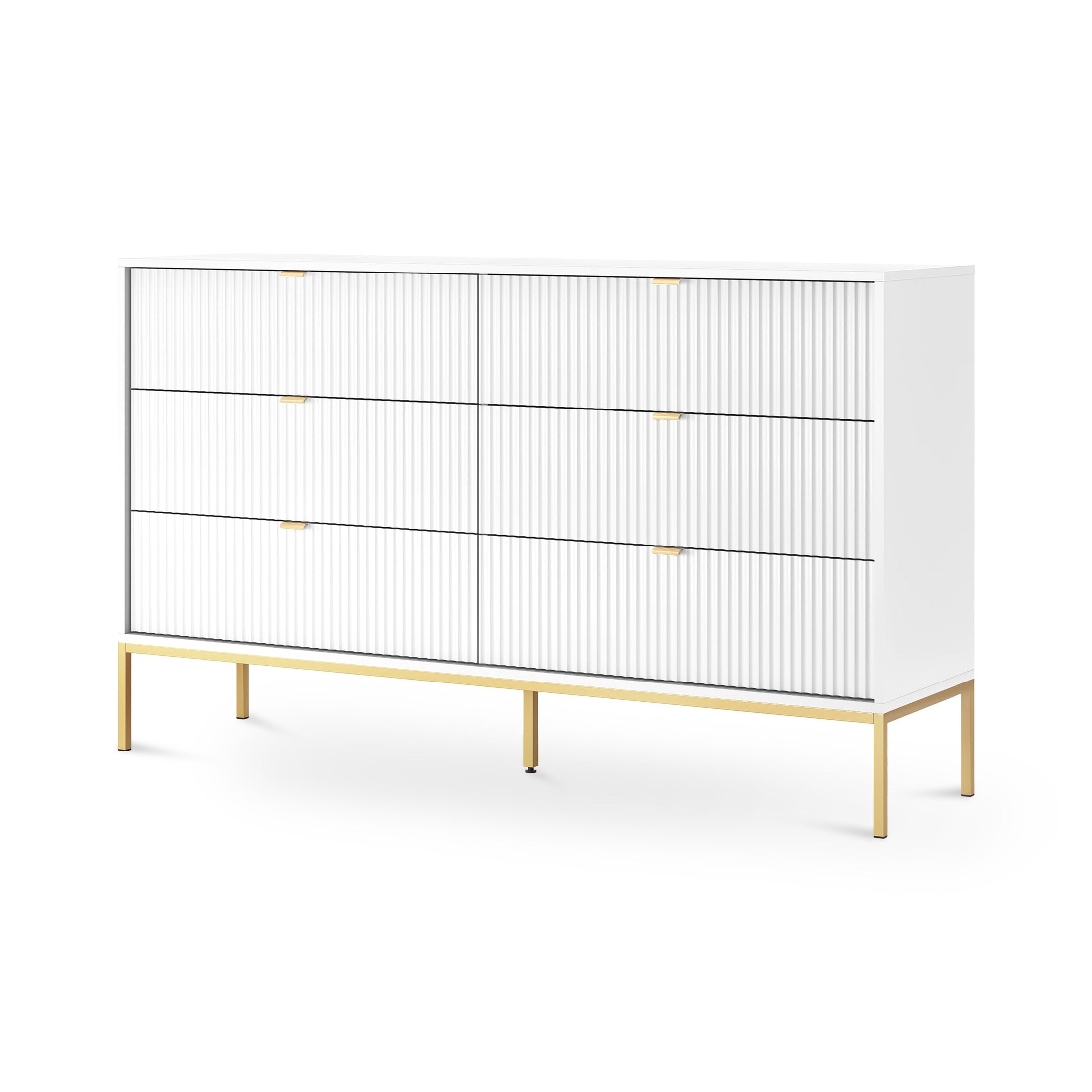 Komoda szufladami 154x91 w stylu glamour | Roza Biały Złota