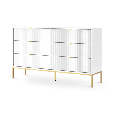 Komoda szufladami 154x91 w stylu glamour | Roza Biały Złota