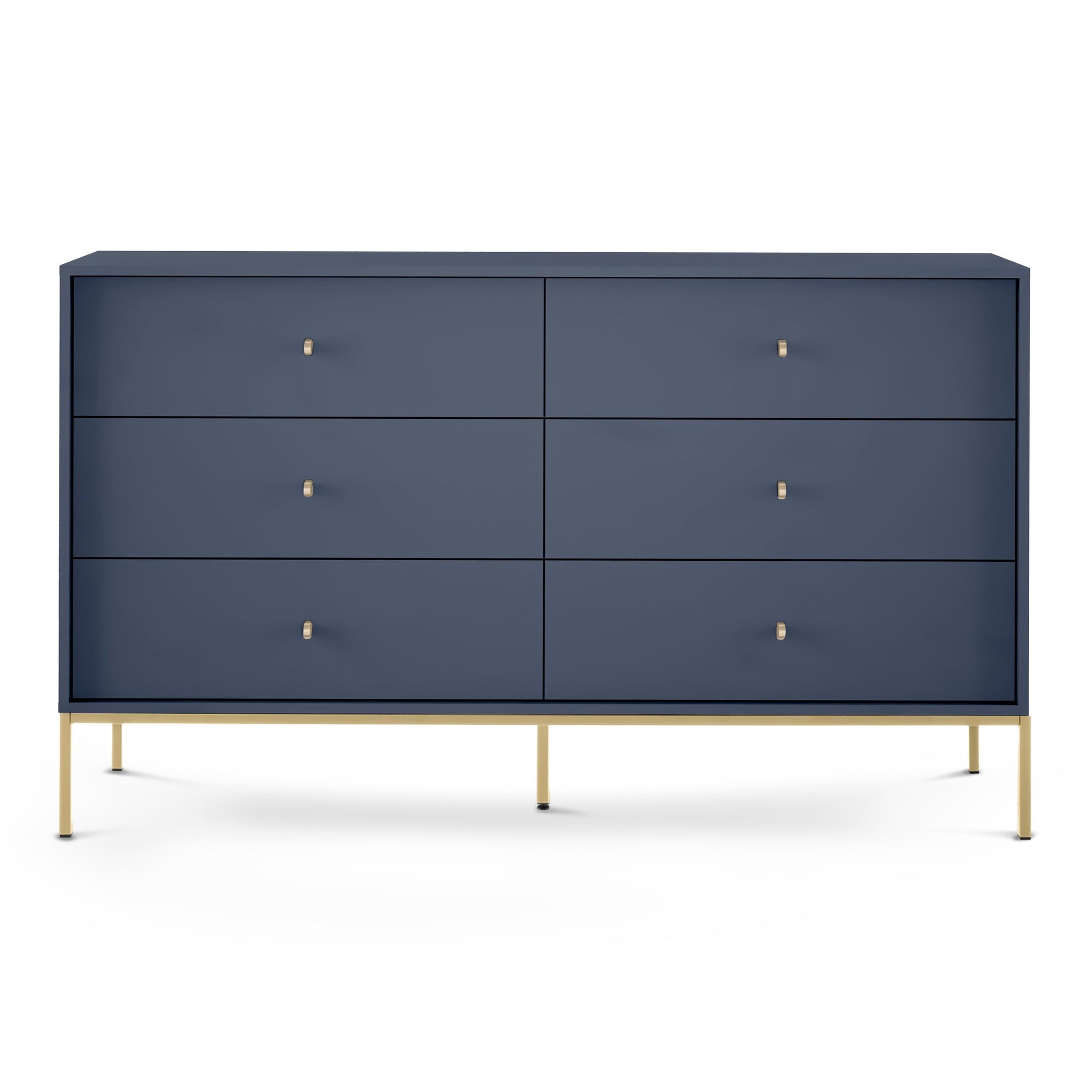 Komoda 154x89 w stylu vintage - pojemna zabudowa z szufladami, złote uchwyty, metalowe nogi | Kviat
