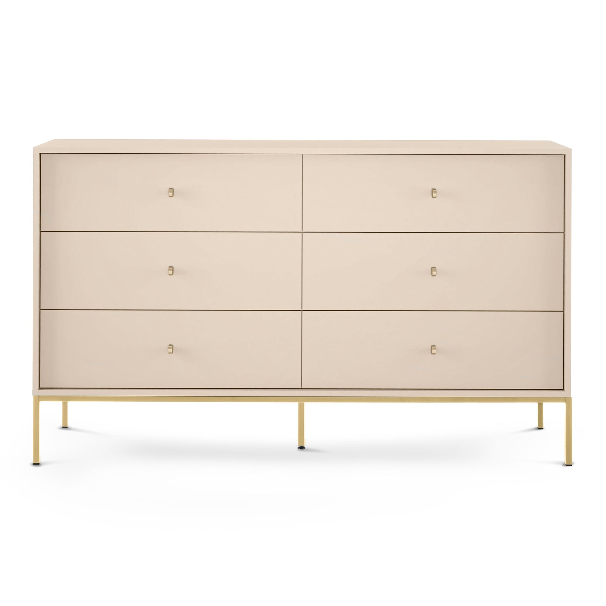 Komoda 154x89 w stylu vintage - pojemna zabudowa z szufladami, złote uchwyty, metalowe nogi | Kviat