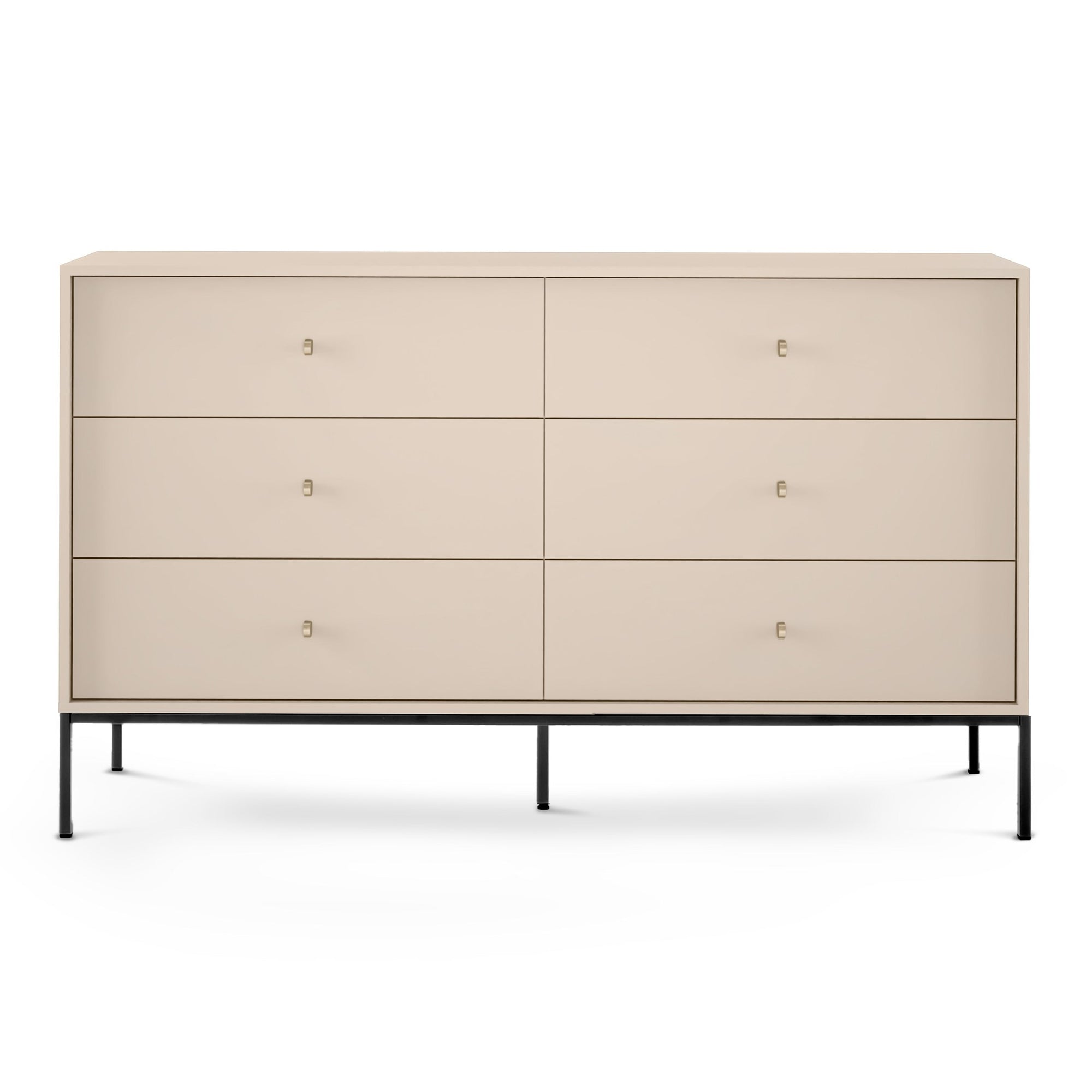 Komoda 154x89 w stylu vintage - pojemna zabudowa z szufladami, złote uchwyty, metalowe nogi | Kviat
