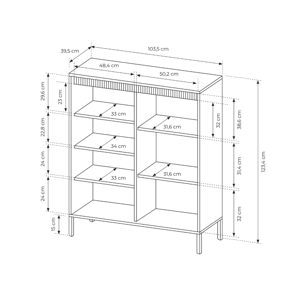 Komoda 3-drzwiowa 104x123 w stylu japandi - beż, push-to-open, wysoka forma | Senra