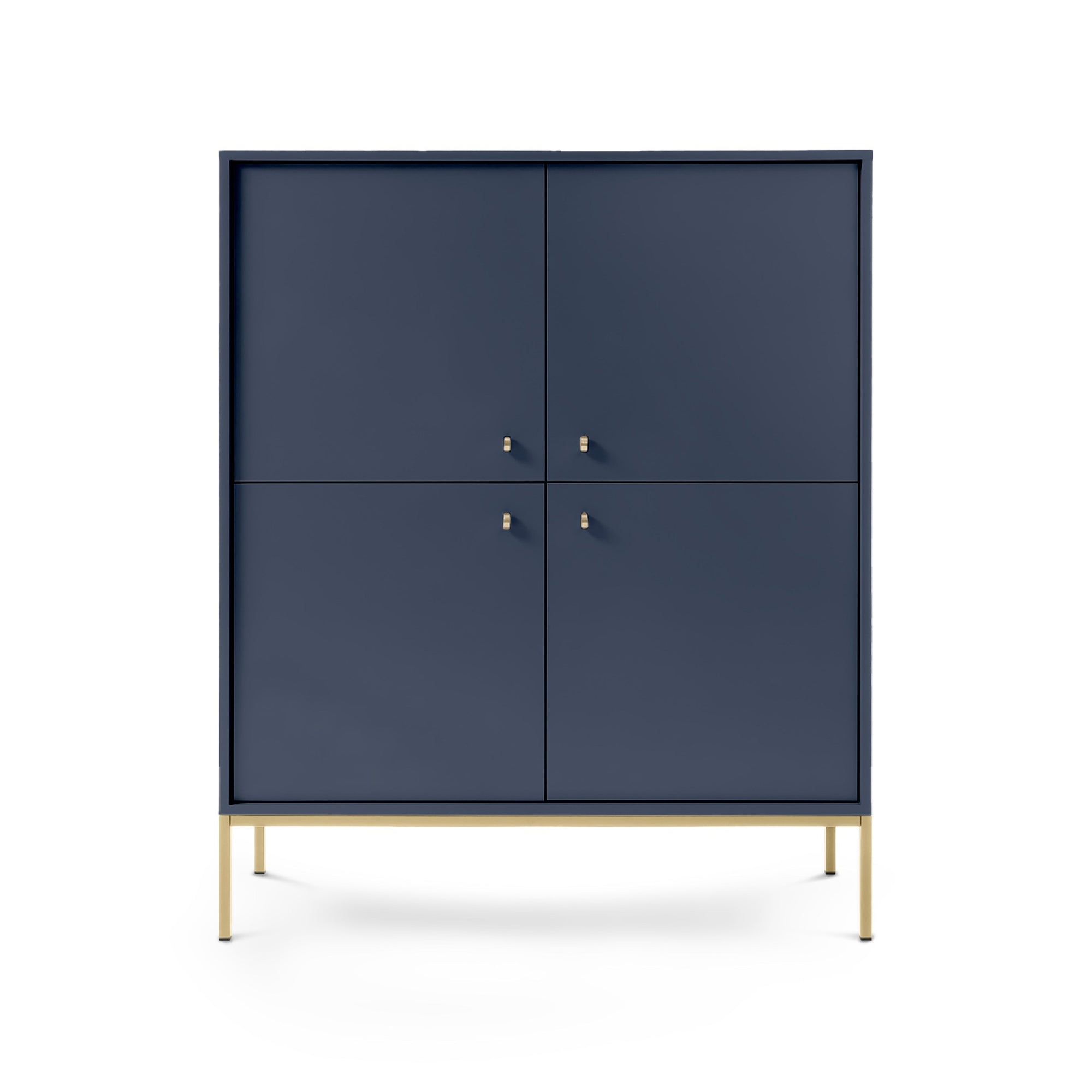Komoda 104x126 w stylu vintage - cztery drzwi, złote uchwyty, metalowe nogi | Kviat