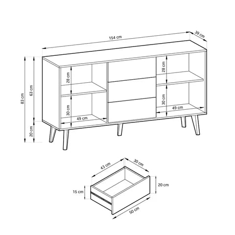 Komoda z Szufladami Las 154x83