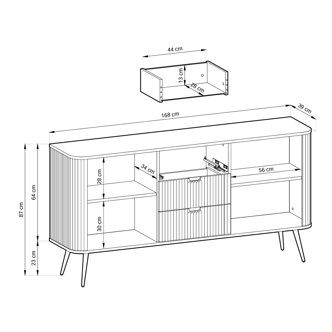Kommode mit Türen und Schubladen 168x87 im modernen Stil | Eva