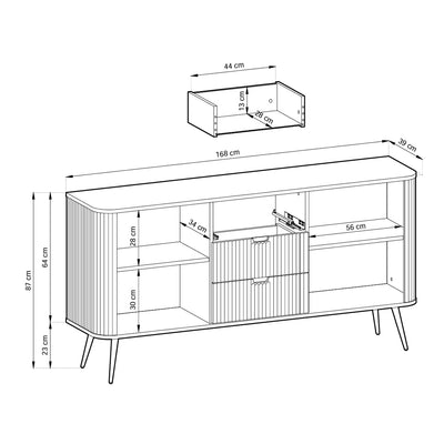 Kommode mit Türen und Schubladen 168x87 im modernen Stil | Eva