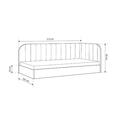 Eckbett mit Bettkasten 101x212 im skandinavischen Stil | Mily