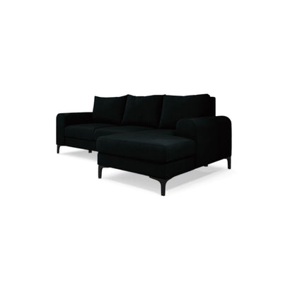 Ecksofa Arpelo 245x145 rechtsseitig Tintenschwarz (MANILA 18) auf schwarzen Füßen – Ecksofa fürs Wohnzimmer