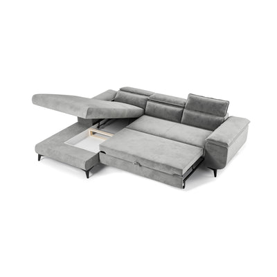 Ecksofa Bessi 276x205 mit offenem Bettkasten in der Longchair – Ecksofa mit Bettkasten