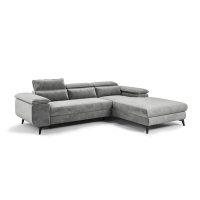 Ecksofa Bessi 276x205 rechtsseitig Aschnebel (MONOLITH 84) – Longchair rechts, Schrägansicht