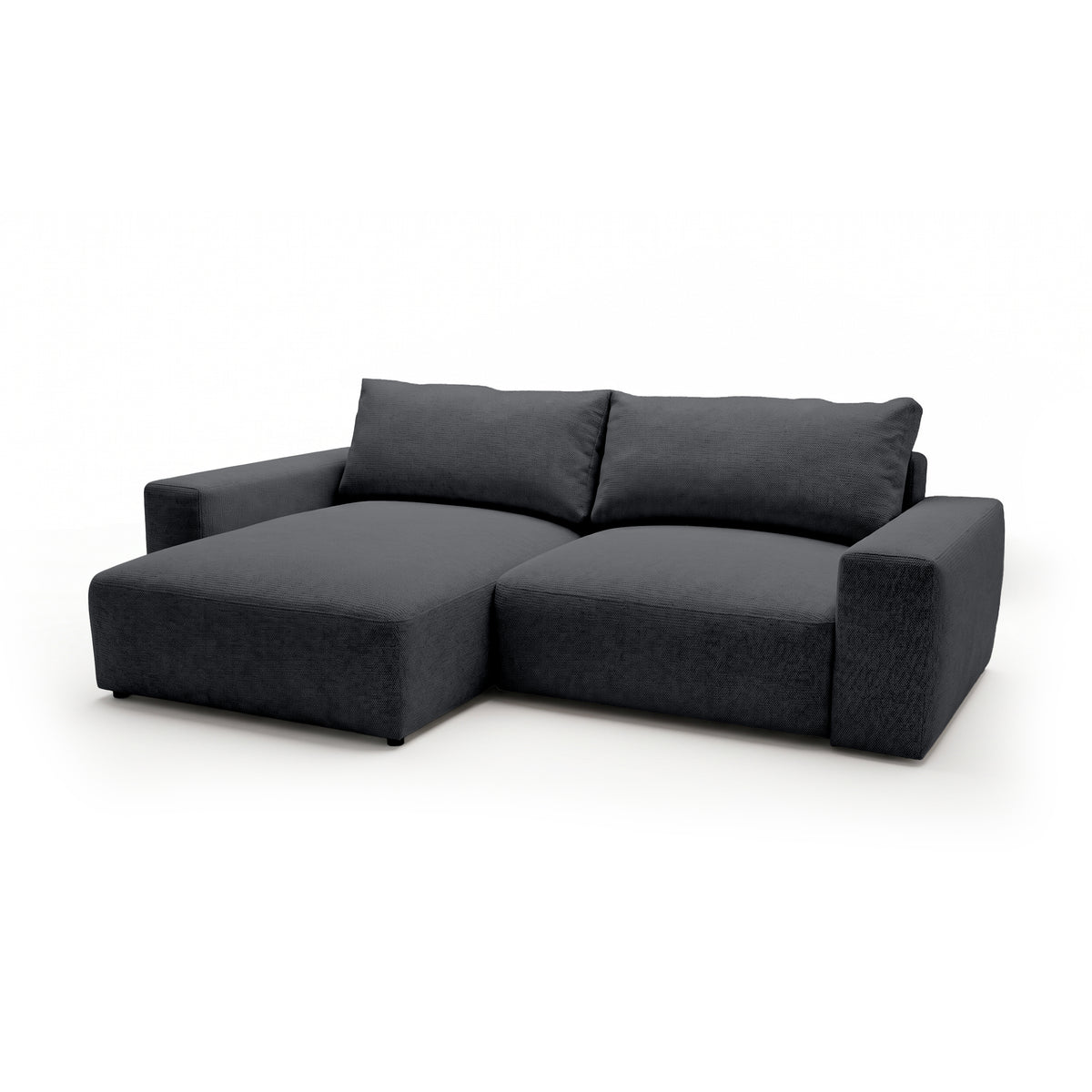 Modulares Ecksofa Iskeli Dunkle Asche (ARAGON 93) linksseitig Schrägansicht – Ecksofa mit Ottomane im Stoff Aragon