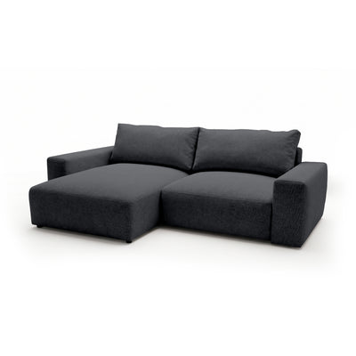 Modulares Ecksofa Iskeli Dunkle Asche (ARAGON 93) linksseitig Schrägansicht – Ecksofa mit Ottomane im Stoff Aragon