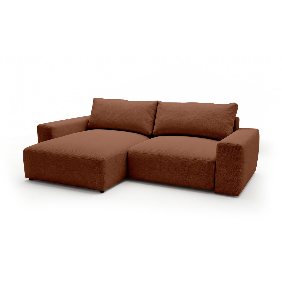 Modulares Ecksofa Iskeli Zimt-Matt (ARAGON 56) linksseitig Schrägansicht – Ecksofa mit Ottomane im Stoff Aragon