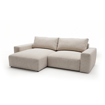 Modulares Ecksofa Iskeli Creme Taupe (ARAGON 03) linksseitig Schrägansicht – Ecksofa mit Ottomane und Schlaffunktion