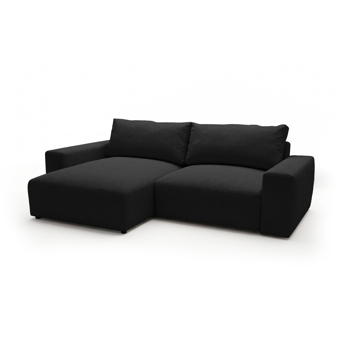 Modulares Ecksofa Iskeli Raven's Deep (ARAGON 99) linksseitig Schrägansicht – Ecksofa mit Ottomane im Stoff Aragon