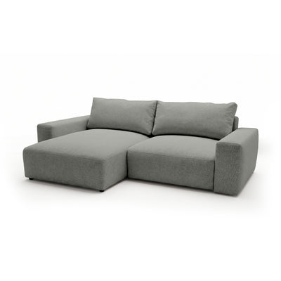 Modulares Ecksofa Iskeli Stahlgrau (ARAGON 83) linksseitig Schrägansicht – Ecksofa mit Ottomane im Stoff Aragon