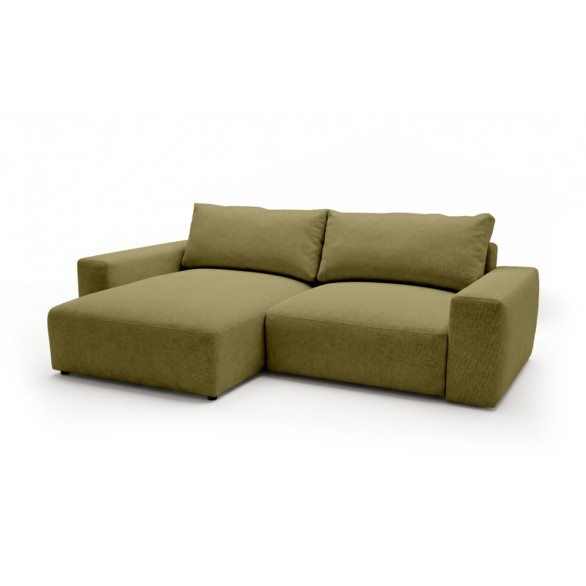 Modulares Ecksofa Iskeli Goldenes Leinen (ARAGON 35) linksseitig Schrägansicht – Ecksofa mit Ottomane im Stoff Aragon