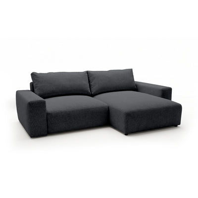 Modulares Ecksofa Iskeli Dunkle Asche (ARAGON 93) rechtsseitig Schrägansicht – Ecksofa mit Ottomane im Stoff Aragon