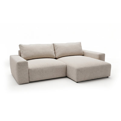 Modulares Ecksofa Iskeli Creme Taupe (ARAGON 03) rechtsseitig Schrägansicht – Ecksofa mit Bettkasten