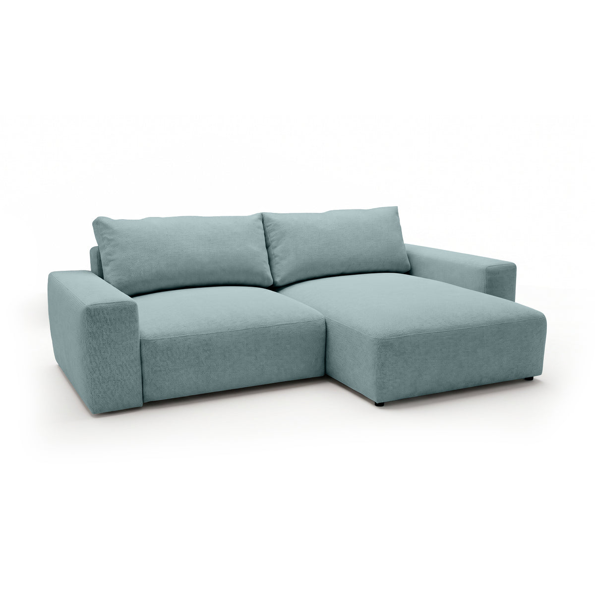 Modulares Ecksofa Iskeli Eisazur (ARAGON 70) rechtsseitig Schrägansicht – Ecksofa mit Ottomane im Stoff Aragon