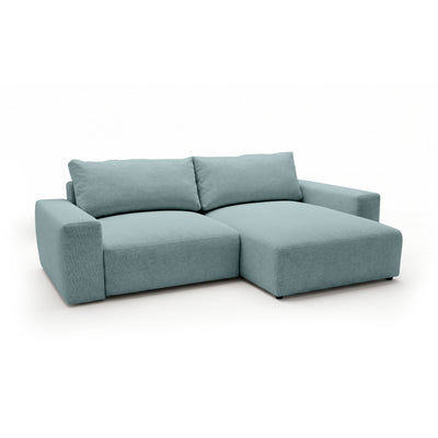 Modulares Ecksofa Iskeli Eisazur (ARAGON 70) rechtsseitig Schrägansicht – Ecksofa mit Ottomane im Stoff Aragon